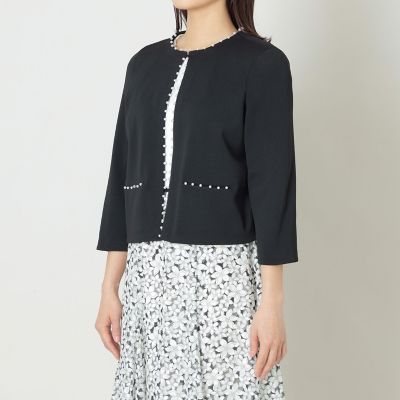 美品 大きいサイズ トゥービーシック レース パール カーディガン L】パールニット カーディガン | TO BE CHIC L (Women/大きいサイズ