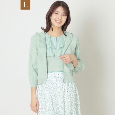 ＜TO BE CHIC L (Women/大きいサイズ)＞【Ｌ】ウェーブニット　ジップパーカー