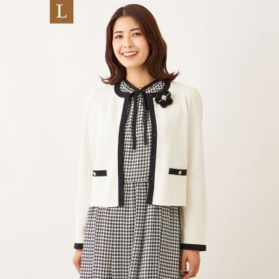 ＜TO BE CHIC L (Women/大きいサイズ)＞【Ｌ】バイカラー　ショートカーディガン
