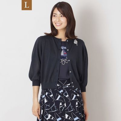 ＜TO BE CHIC L (Women/大きいサイズ)＞【Ｌ】シアー　ニットカーディガン