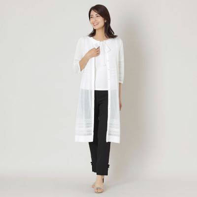 L】透かし編み ロングカーディガン | TO BE CHIC L (Women/大きい