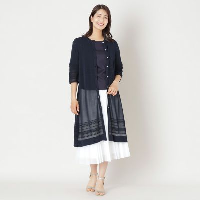L】透かし編み ロングカーディガン | TO BE CHIC L (Women/大きい