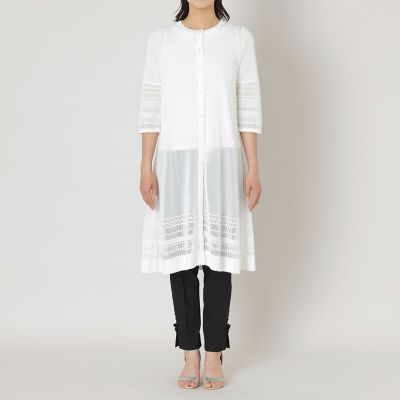 L】透かし編み ロングカーディガン | TO BE CHIC L (Women/大きい