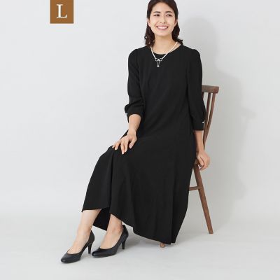 ＜TO BE CHIC L (Women/大きいサイズ)＞【Ｌ】バックサテンパネルライン　フレアワンピース