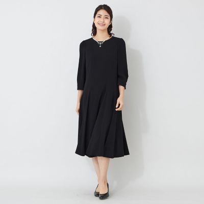 L】バックサテンパネルライン フレアワンピース | TO BE CHIC L