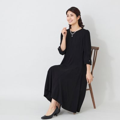 L】バックサテンパネルライン フレアワンピース | TO BE CHIC L
