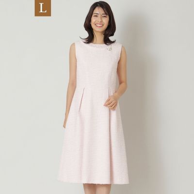 ＜TO BE CHIC L (Women/大きいサイズ)＞【Ｌ】ライトカラーツイード　フィット＆フレアワンピース