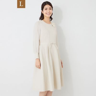＜TO BE CHIC L (Women/大きいサイズ)＞【Ｌ】ふくれジャカードニットコンビ　ドレス