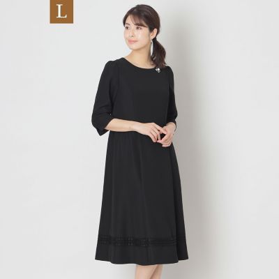 ＜TO BE CHIC L (Women/大きいサイズ)＞【Ｌ】ヘムボーダーレース　ワンピース