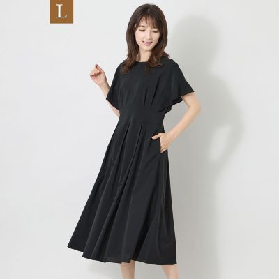 L】ウールライク ドレープフレア ワンピース | TO BE CHIC L (Women