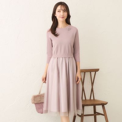 L】ニットコンビ チュールワンピース | TO BE CHIC L (Women/大きい