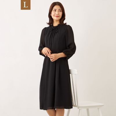 ＜TO BE CHIC L (Women/大きいサイズ)＞【Ｌ】ブラックジョーゼット　ワンピース