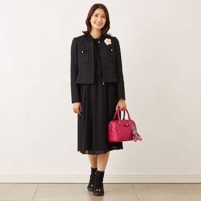 L】ブラックジョーゼット ワンピース | TO BE CHIC L (Women/大きい