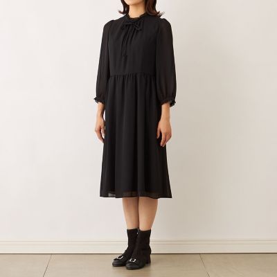 L】ブラックジョーゼット ワンピース | TO BE CHIC L (Women/大きい