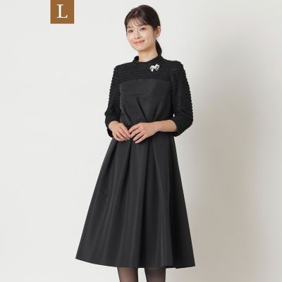 ＜TO BE CHIC L (Women/大きいサイズ)＞【Ｌ】ライトグログランレースコンビ　ワンピース