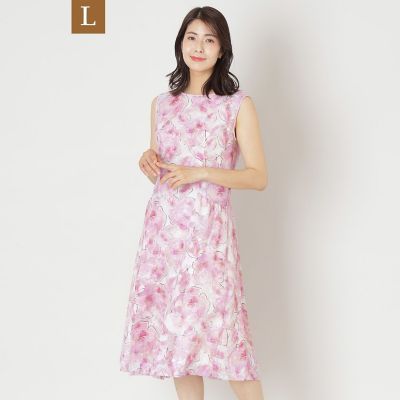 ＜TO BE CHIC L (Women/大きいサイズ)＞【Ｌ】ローズプリントジャカード　ワンピース