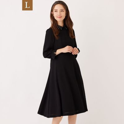 ＜TO BE CHIC L (Women/大きいサイズ)＞【Ｌ】【ＢＬＡＣＫ　ＯＦ　ＢＬＡＣＫＳ】　ジョーゼットドレス