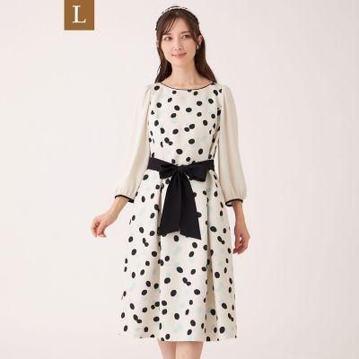 ＜TO BE CHIC L (Women/大きいサイズ)＞【Ｌ】ランダムドット　ワンピース