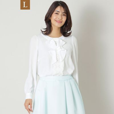 L】フロントレース ノーカラーブラウス | TO BE CHIC L (Women/大きい 