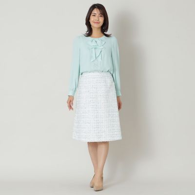L】フロントレース ノーカラーブラウス | TO BE CHIC L (Women/大きい