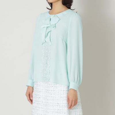 L】フロントレース ノーカラーブラウス | TO BE CHIC L (Women/大きい