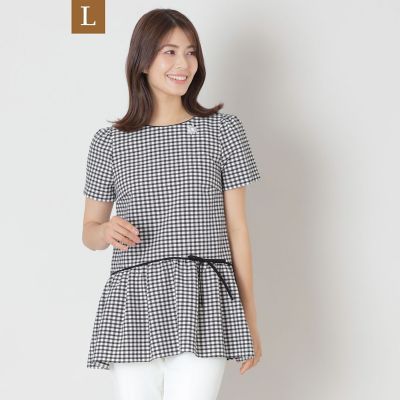 ＜TO BE CHIC L (Women/大きいサイズ)＞【Ｌ】ギンガムチェック　チュニック
