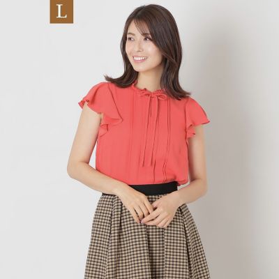 ＜TO BE CHIC L (Women/大きいサイズ)＞【Ｌ】ノースリーブ　フリルブラウス
