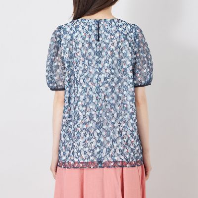 L】ラッセルドットプリント ギャザーブラウス | TO BE CHIC L (Women