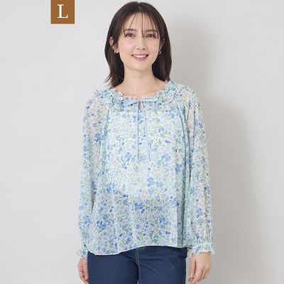 ＜TO BE CHIC L (Women/大きいサイズ)＞【Ｌ】プチフルール　フリルブラウス