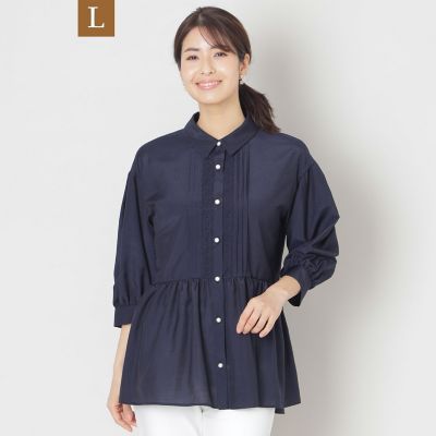 ＜TO BE CHIC L (Women/大きいサイズ)＞【Ｌ】ブライトクロス　チュニックブラウス