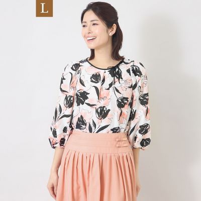 ＜TO BE CHIC L (Women/大きいサイズ)＞【Ｌ】チューリップグレースプリント　ブラウス