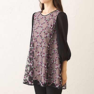 トゥービーシックフラワー刺繍チュニックブラウス L】フラワー刺しゅう チュニックブラウス | TO BE CHIC L (Women