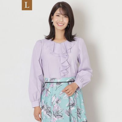 ＜TO BE CHIC L (Women/大きいサイズ)＞【Ｌ】ブライトクロス　フリルブラウス