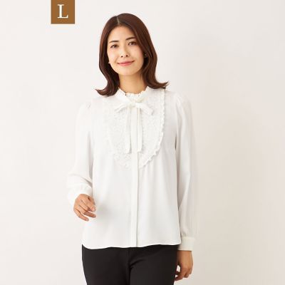 ＜TO BE CHIC L (Women/大きいサイズ)＞【Ｌ】フロントラッセル　ブラウス