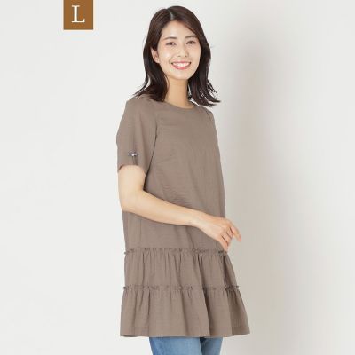 ＜TO BE CHIC L (Women/大きいサイズ)＞【Ｌ】ウェーブローン　ティアードチュニック