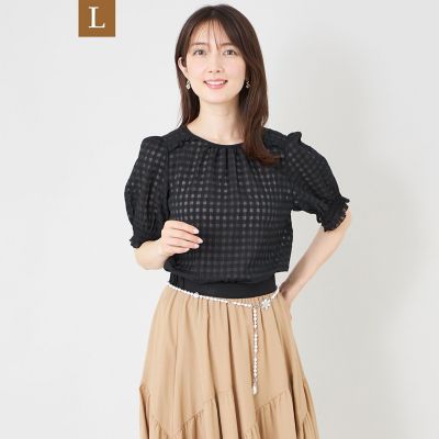 L】シアーギンガム フロントギャザーブラウス | TO BE CHIC L (Women 