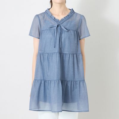 L】デニムブリーズティアード チュニック | TO BE CHIC L (Women