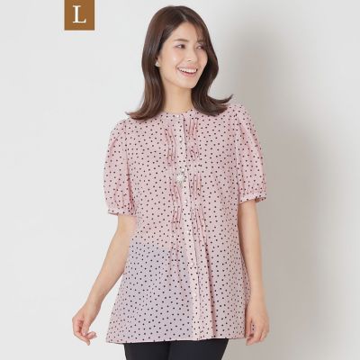 ＜TO BE CHIC L (Women/大きいサイズ)＞【Ｌ】ランダムドット　ピンタックブラウス