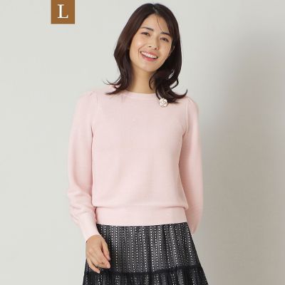 ＜TO BE CHIC L (Women/大きいサイズ)＞【Ｌ】スパンコールボリュームスリーブ　ニット