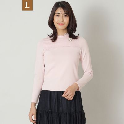 ＜TO BE CHIC L (Women/大きいサイズ)＞【Ｌ】ラッセルレースコンビ　ニット