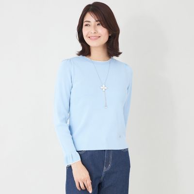 ＜TO BE CHIC L (Women/大きいサイズ)＞【Ｌ】ラメアクセント　リブコンビニット