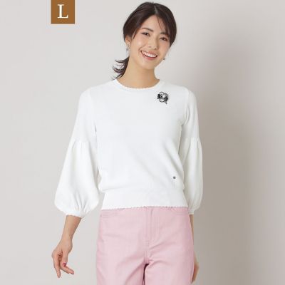 ＜TO BE CHIC L (Women/大きいサイズ)＞【Ｌ】レーヨンナイロン　パフスリーブ　ニット