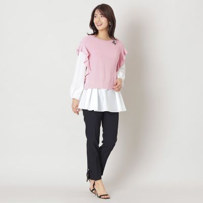 L】タイプライターブラウスレイヤー ニット | TO BE CHIC L (Women