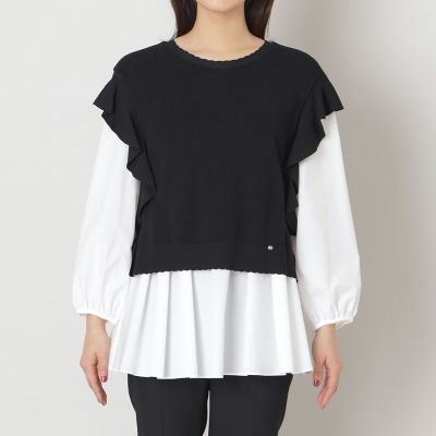 L】タイプライターブラウスレイヤー ニット | TO BE CHIC L (Women