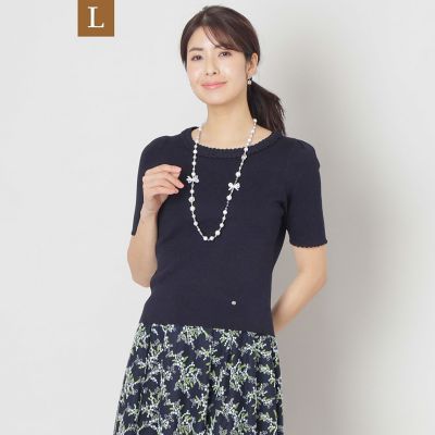 ＜TO BE CHIC L (Women/大きいサイズ)＞【Ｌ】クロシェ編み　プルオーバーニット