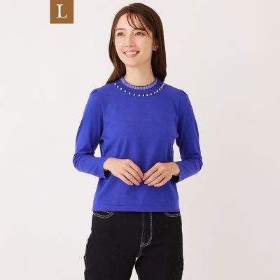 ＜TO BE CHIC L (Women/大きいサイズ)＞【Ｌ】シアーレイヤー　プルオーバーニット