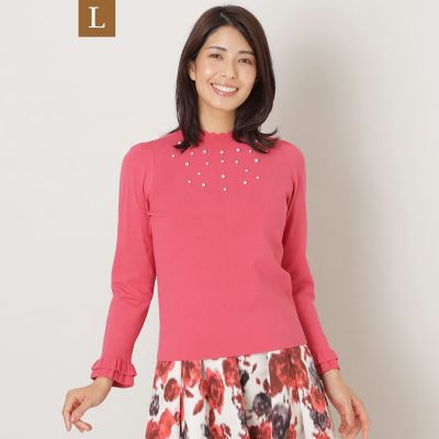 ＜TO BE CHIC L (Women/大きいサイズ)＞【Ｌ】レーヨンポリエステル　ハイネックニット