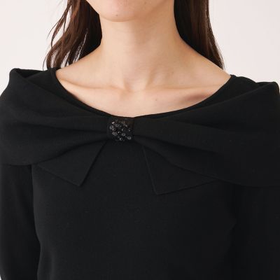 L】リボンオフタートル ニット | TO BE CHIC L (Women/大きいサイズ