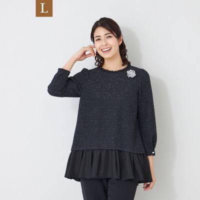 ＜TO BE CHIC L (Women/大きいサイズ)＞【Ｌ】ＭＩＸツイードドッキング　チュニック