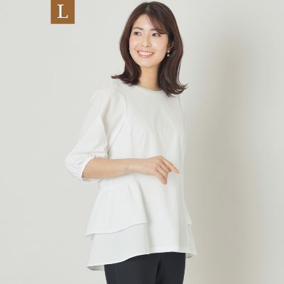 ＜TO BE CHIC L (Women/大きいサイズ)＞【Ｌ】タフタコンビティアード　チュニック